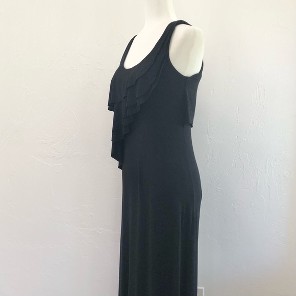 ⭐️Calvin Klein⭐️Black 54" Long Maxi Sleeveless Ruched Beach Evening Dress Size 6 - Picture 3 of 16